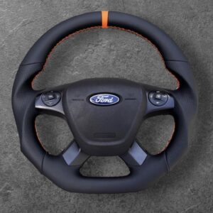 For Ford Transit Connect 2002-2012 Black Real Leather Steering Wheel